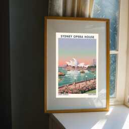 Sydney Opera House Print Pastel Retro Travel Art - thumbnail 3