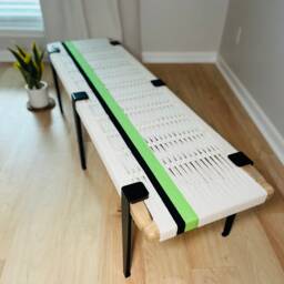 Hand-Woven Entryway Bench Mcm Style End Of Bed & Mudroom Seating - Custom-Made, Multiple Sizes - thumbnail 3