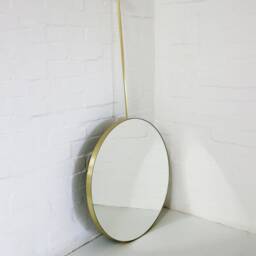 Orbis Round Ceiling Suspended Hanging Mirror With Brushed Brass Frame, Customisable - thumbnail 3