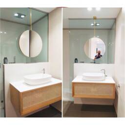 Orbis Round Ceiling Suspended Hanging Mirror With Brushed Brass Frame, Customisable - thumbnail 2