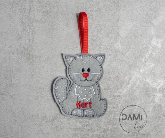 Cat Personalised Christmas Decoration, Felt Tree Ornament, Gift For Cat Lover, New Pet - image 1