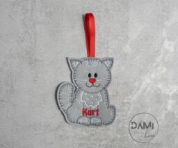 Cat Personalised Christmas Decoration, Felt Tree Ornament, Gift For Cat Lover, New Pet - thumbnail 1