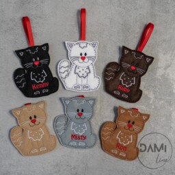 Cat Personalised Christmas Decoration, Felt Tree Ornament, Gift For Cat Lover, New Pet - thumbnail 2
