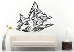 Sketch Of A Robot Shark Syborg Wall Decal Vinyl Sticker Mural Room Decor L664 - thumbnail 1