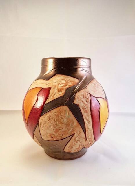 Handmade Pottery Vase, Colorful Ball Wheel Thrown Art Ceramic Home Decor, Housewarming Gift - image 1