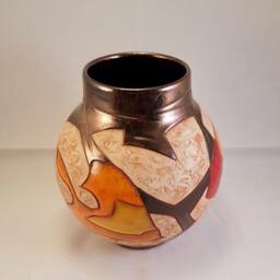 Handmade Pottery Vase, Colorful Ball Wheel Thrown Art Ceramic Home Decor, Housewarming Gift - thumbnail 3