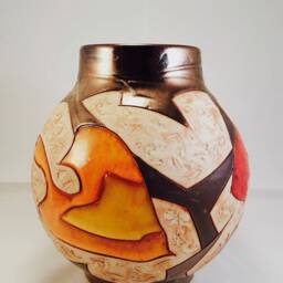 Handmade Pottery Vase, Colorful Ball Wheel Thrown Art Ceramic Home Decor, Housewarming Gift - thumbnail 2
