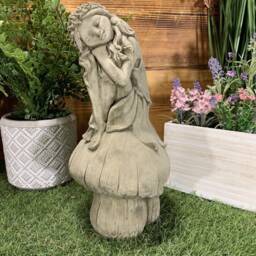 stone Garden Fairy Angel On A Mushroom Gift Ornament - thumbnail 3