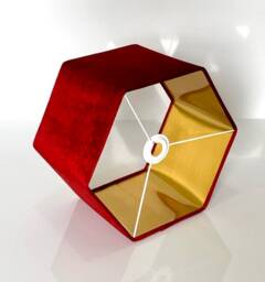 New Luxury Premium Quality Red Hexagon Velvet Lamp Shade Pendant Light Dark With Brushed Gold Lining