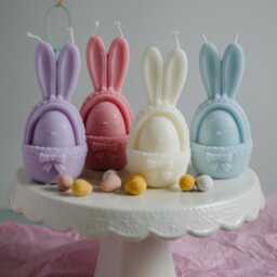 Handmade Easter Bunny Egg Candle - Pastel Spring Decor - thumbnail 3