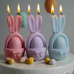 Handmade Easter Bunny Egg Candle - Pastel Spring Decor - thumbnail 2