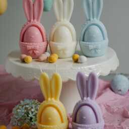 Handmade Easter Bunny Egg Candle - Pastel Spring Decor - thumbnail 4