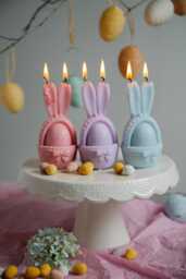 Handmade Easter Bunny Egg Candle - Pastel Spring Decor - thumbnail 1