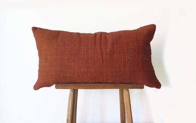 Burnt Orange Lumbar Pillow Cover, Hand-Dyed Raw Cotton, 17x32 - image 1
