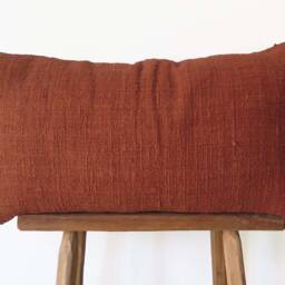 Burnt Orange Lumbar Pillow Cover, Hand-Dyed Raw Cotton, 17x32 - thumbnail 2