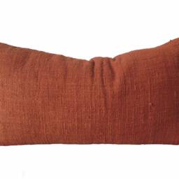 Burnt Orange Lumbar Pillow Cover, Hand-Dyed Raw Cotton, 17x32 - thumbnail 3