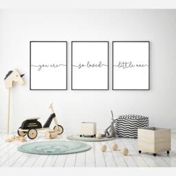 You Are So Loved Little One Prints - Set Of 3, Baby Girl Print, Neutral Nursery Wall Art, New Baby, Kids Bedroom, Playroom Art - thumbnail 3