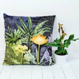 Handmade Floral Botanical Cushion, Midnight Jungle Design, Compliments Home Interiors, Perfect Decor - thumbnail 2