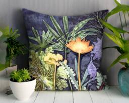 Handmade Floral Botanical Cushion, Midnight Jungle Design, Compliments Home Interiors, Perfect Decor - thumbnail 1
