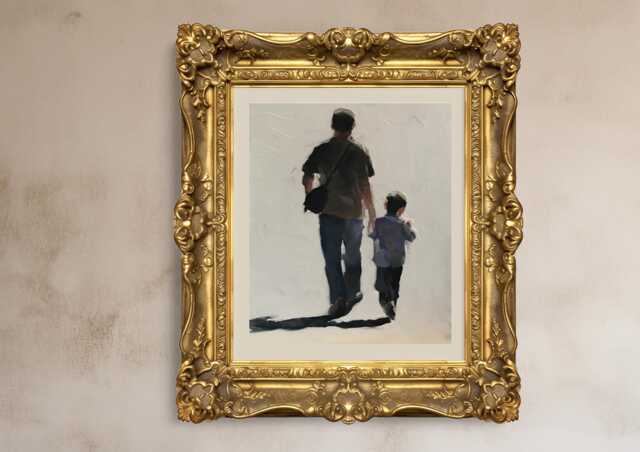 Daddy & Boy Painting, Family Wall Art, Canvas Print, Fine Art - From Original Oil Painting By James Coates - image 1