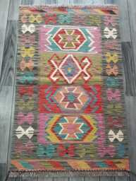 Kilim Rug Classic, Handmade Artisan Afghan Turkish Persian Rug, Navajo Moroccan Bohemian Flatweave, Natural Wool Multicolour 125x81 cm