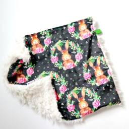 Dream Lovie. Security Blanket. Personalized Lovey. Faux Fur Bunny Portrait Black. Mini Baby Minky Shower Gift - thumbnail 3
