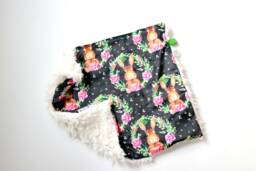 Dream Lovie. Security Blanket. Personalized Lovey. Faux Fur Bunny Portrait Black. Mini Baby Minky Shower Gift