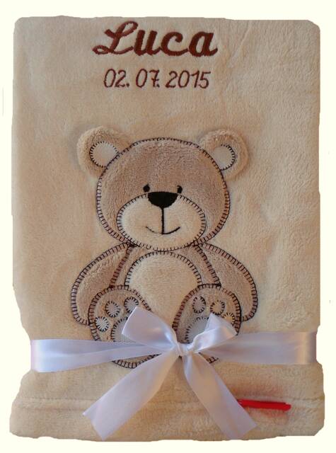 Baby Blanket With Name Embroidered Beige Teddy