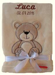 Baby Blanket With Name Embroidered Beige Teddy