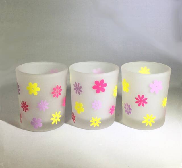 Frosted Spring Flowers Votive Candle Holders - Set Of 3 - image 1