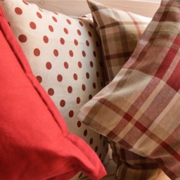 Red Wine, Beige Tartan Print Cushion, Decorative Cushions, Matching Blankets, Pillows, Throw Pillow - thumbnail 2