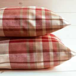 Red Wine, Beige Tartan Print Cushion, Decorative Cushions, Matching Blankets, Pillows, Throw Pillow - thumbnail 1