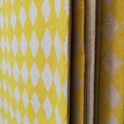 Hand Block Printed Cotton Bedspread Geometric Throw - Heera Yellow & Black - thumbnail 2