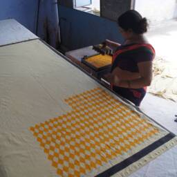 Hand Block Printed Cotton Bedspread Geometric Throw - Heera Yellow & Black - thumbnail 4