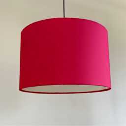 Cerise Pink Cotton Drum Lampshade, White Lined Ceiling Shade