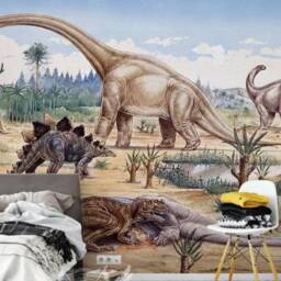 3D Dinosaur Wallpaper, Jurassic Wall Mural, Peel & Stick - thumbnail 2