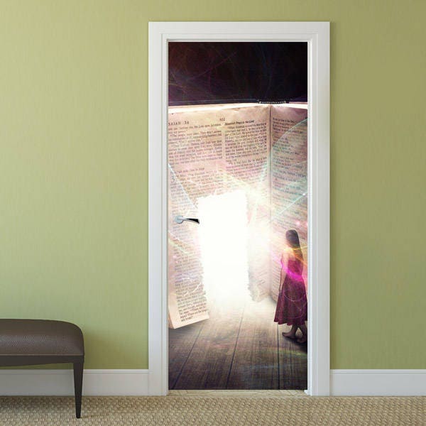 Entering Into Book Door Sticker, Fantasy Wallpaper, Mural, Bedroom Living Room Home Decor, Wall Decor Mural - image 1