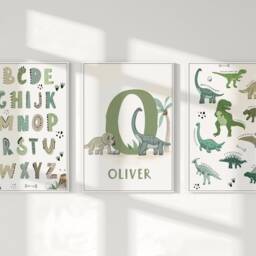 Dinosaur Prints, Nursery Decor, Boys Bedroom Wall Art, Dinosaur Bedroom, Playroom Abc - thumbnail 2