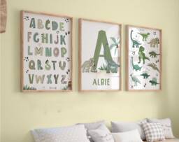 Dinosaur Prints, Nursery Decor, Boys Bedroom Wall Art, Dinosaur Bedroom, Playroom Abc - thumbnail 1