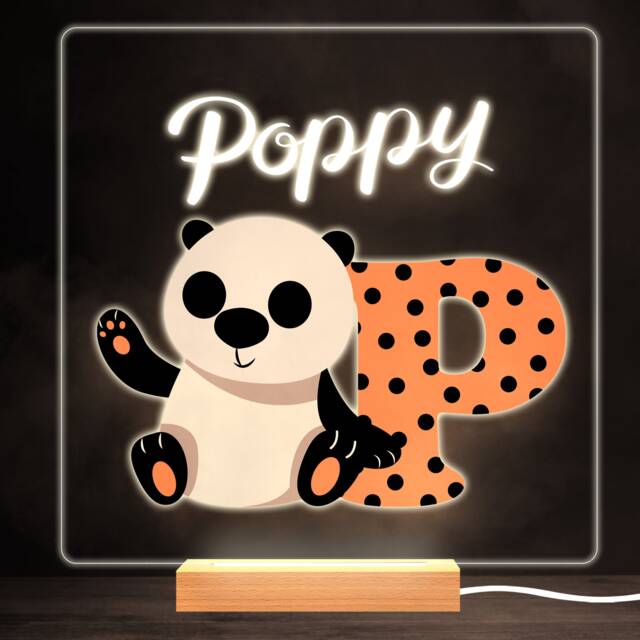 Animal Alphabet Letter P Colourful Square Personalised Gift Led Lamp Night Light - Bedroom - image 1