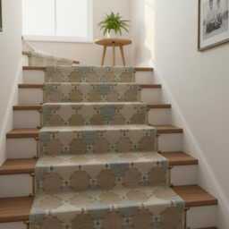 Custom Handwoven Kilim Rug Beige & Blue Scandinavian Boho Decor - thumbnail 4