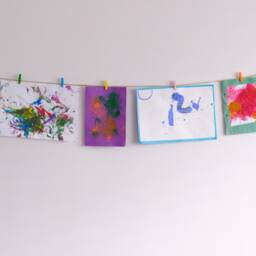 Kids Art Display With Colourful Clothespegs, Childrens Wall Work Hanger, Playroom Decor - thumbnail 2
