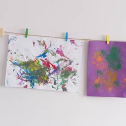 Kids Art Display With Colourful Clothespegs, Childrens Wall Work Hanger, Playroom Decor - thumbnail 3