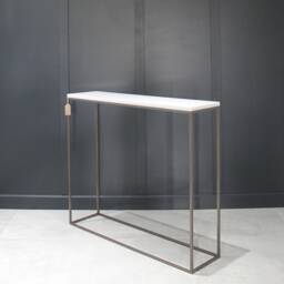 Handmade Bronze Powder Coated Steel Console Table With Quartz Top - thumbnail 2