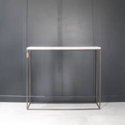Handmade Bronze Powder Coated Steel Console Table With Quartz Top - thumbnail 3