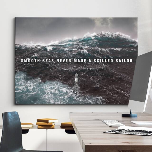 Smooth Seas Skilled Sailor Quote Boat Motivational Inspirational, Framed Canvas Wall Art Poster Print, Home Office & Room Decor, Gift Ideas - image 1
