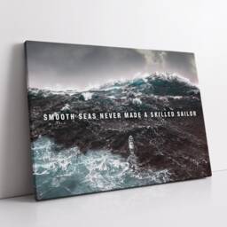 Smooth Seas Skilled Sailor Quote Boat Motivational Inspirational, Framed Canvas Wall Art Poster Print, Home Office & Room Decor, Gift Ideas - thumbnail 2