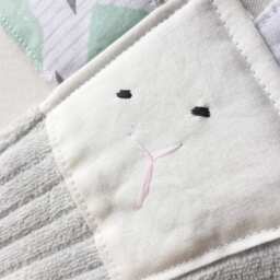 Crinkle Ears Bunny Lovey - Grey/Mint/Tan Arrows with Grey Chenille - thumbnail 2