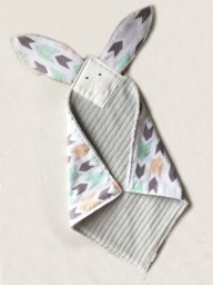 Crinkle Ears Bunny Lovey - Grey/Mint/Tan Arrows with Grey Chenille - thumbnail 1