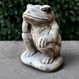 Garden Frog Sculpture Concrete Animal Statue Cement Figure Stone Wildlife Decoration Handmade Front Door Ornament Frog Lover Gift - thumbnail 2